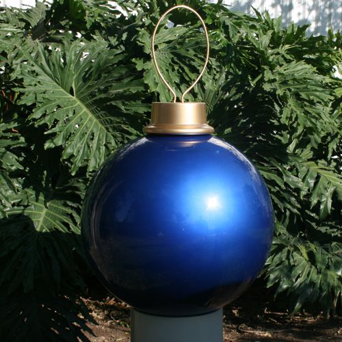 Esfera gigante de navidad de fibra de vidrio en color azul metalico