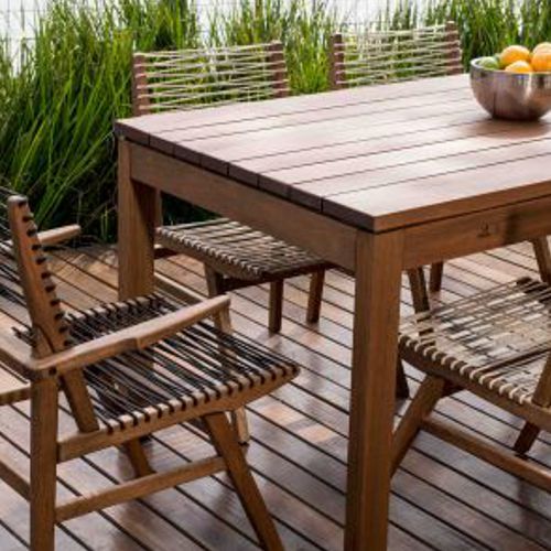 Comedor de jardin o terraza con sillas Veleiro de madera y cuerda o tejido