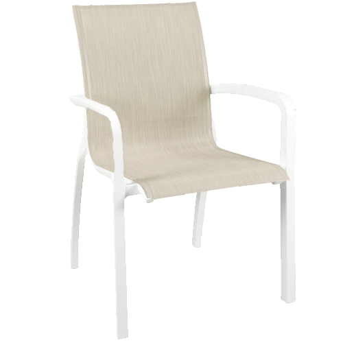 GF-9107 SUNSET silla apilable con brazos (blanco / beige)
