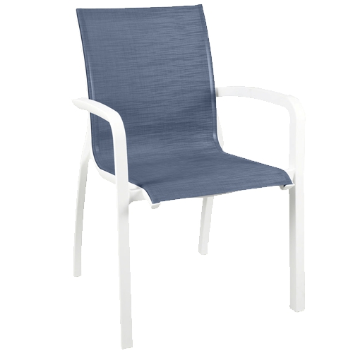 GF-9108 SUNSET silla apilable con brazos (blanco / azul obscuro)