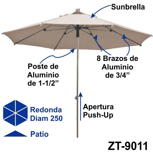 ZT-9011 Sombrilla Serena redonda chica