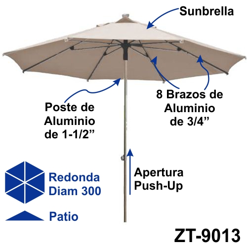 ZT-9013 Sombrilla Serena redonda mediana