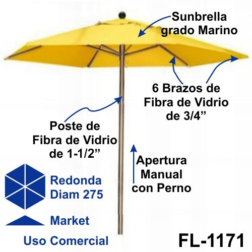 FL-1171 Sombrilla cocoa redonda mediana