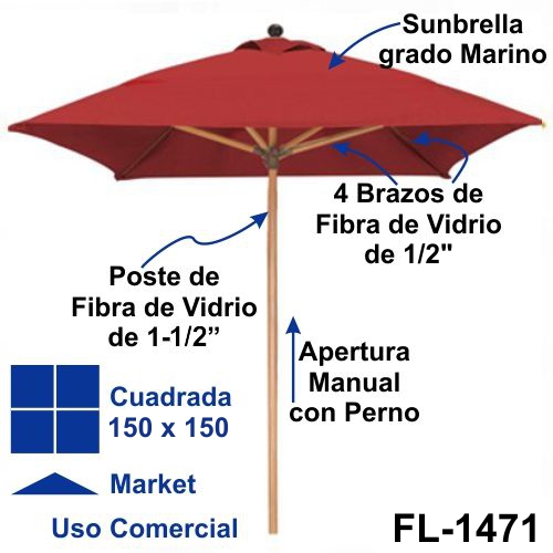 FL-1471 MANASOTA sombrilla cuadrada pequeña